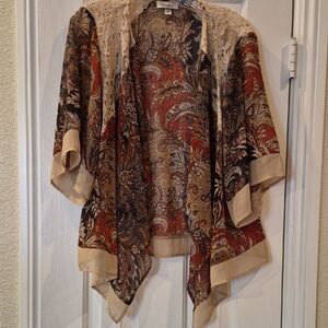 Dressbarn Multicolor Paisley Open-Front Kimono